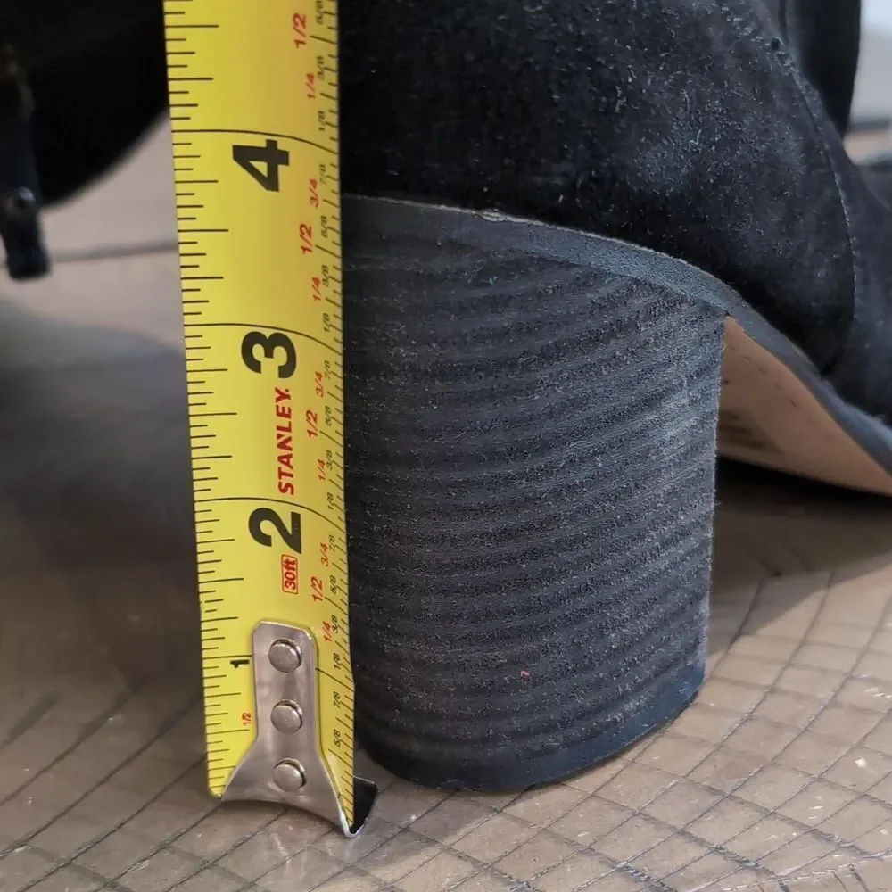 Kelsi Dagger Brooklyn Logan Over The Knee Boots Black Suede Stacked Heel Sz 9.5